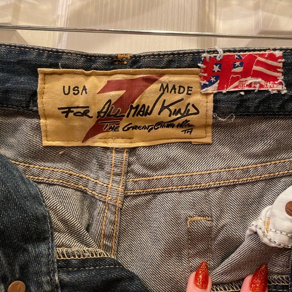 7 For All Mankind Great China Wall USA MADE Rhinestone Studded Bootcut Jeans-30 - Picture 4 of 8
